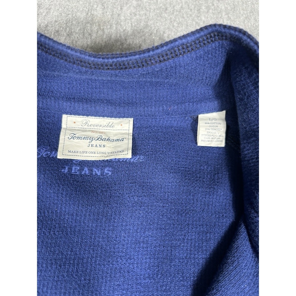 Tommy Bahama Jeans Reversible 1/4 Zip Sweater Mens Blue Cotton Tencel L - Picture 3 of 8